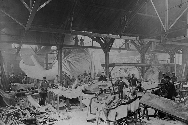 Photograph of Craftsmen Working on the Statue of Liberty